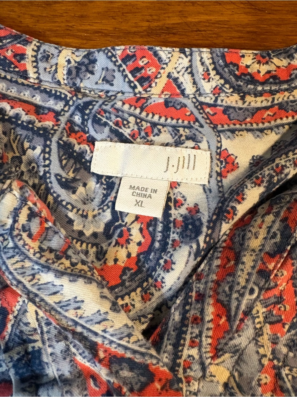 J. Jill Paisley Button-Front Blouse in Blue and Red - Picture 2 of 3